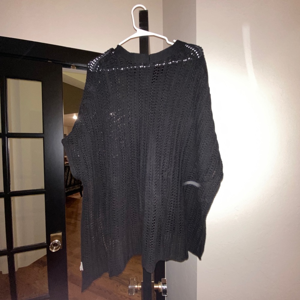 v neck oversized black knit sweater